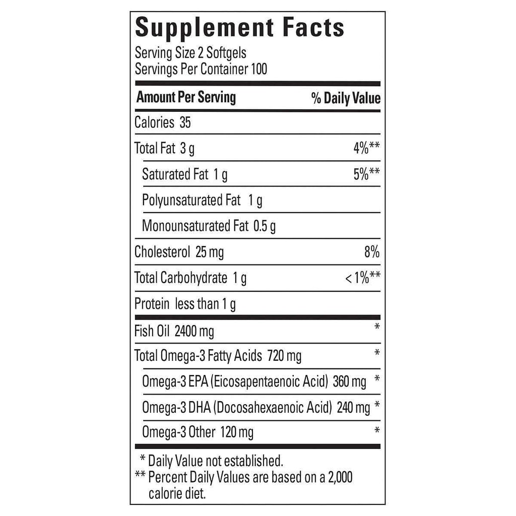 Fish Oil 1200 Mg 200 Liquid Softgels H7842