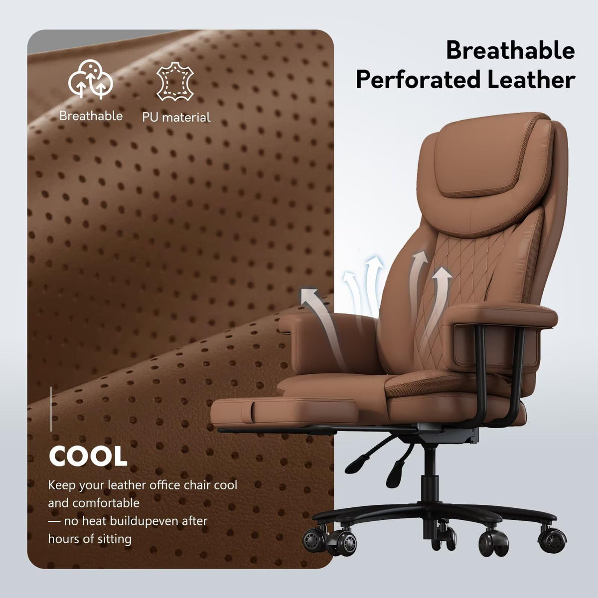 Big and Tall 500LBS Reclining Office Chair with Footrest X95553