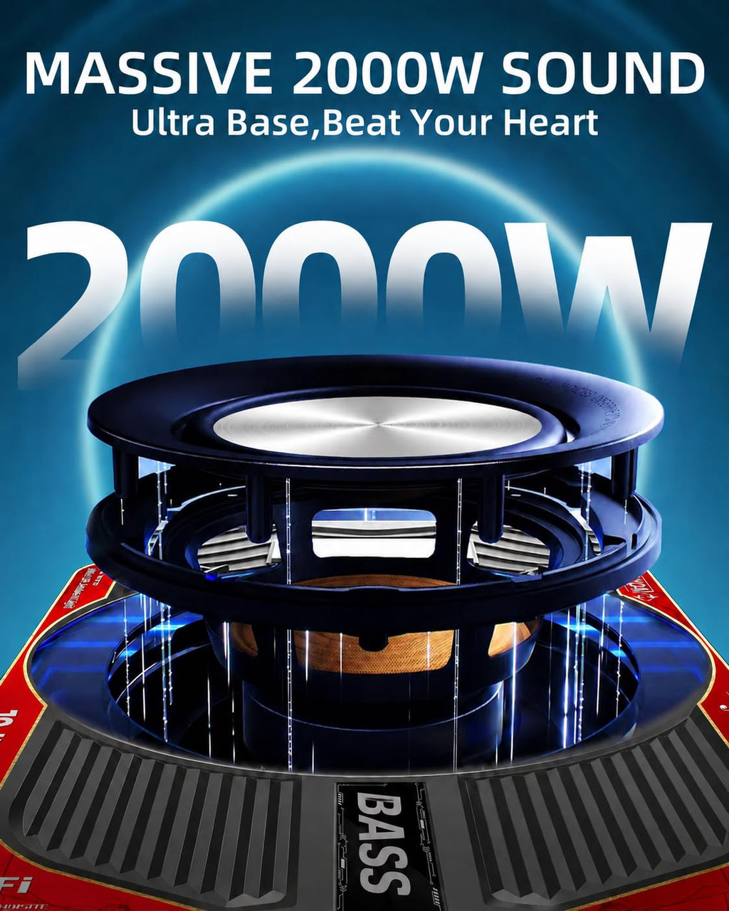 2000W 10 Inch Underseat Car Subwoofer and Amp Package Q1185