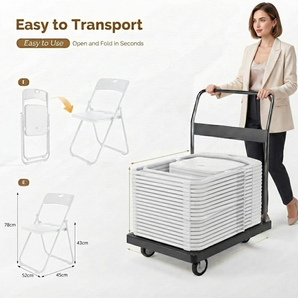 10 Pack White Plastic Folding Chairs H606333