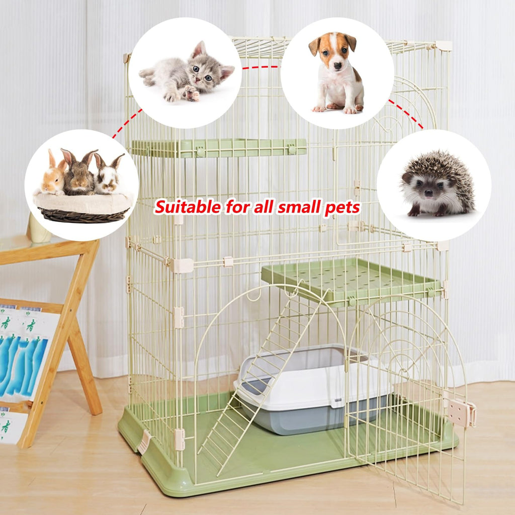 3/4-Tier Wire Cat Cage Playpen Kennel with Hammock I828