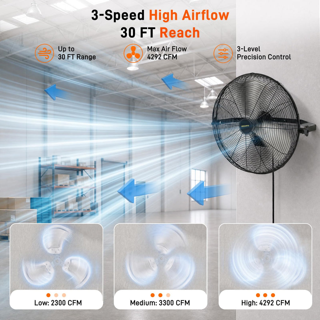 20 Inch 2 Pack 3-Speed High Velocity Wall Mount Fan B371