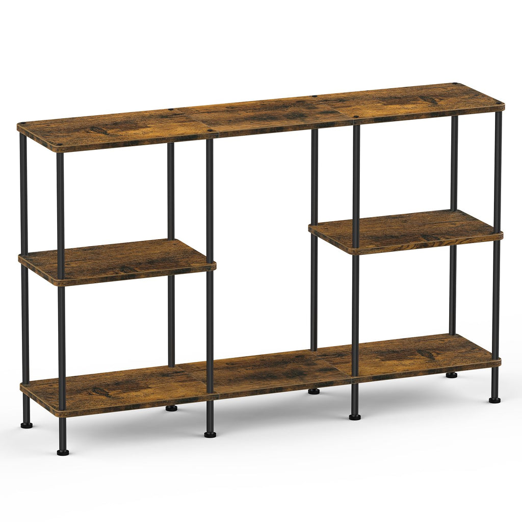 Brown 3 Tier Wood TV Stand with Storage Shelf X2481