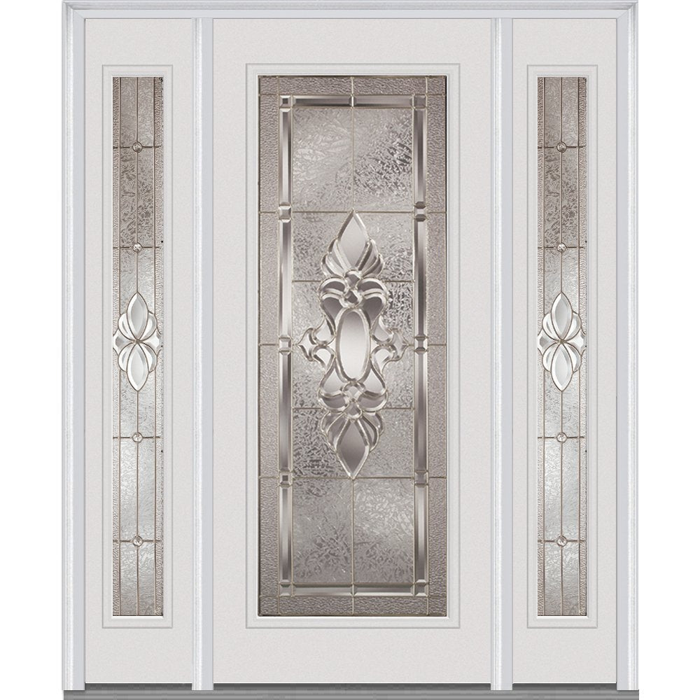 Steel Brilliant White Left Hand In-swing Exterior Prehung Door 36"x80" with 14" Sidelites S871