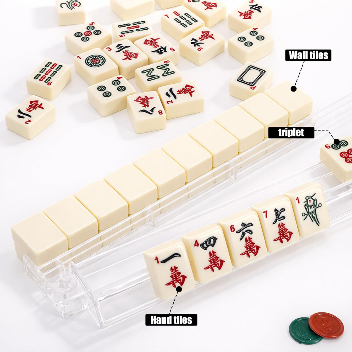 Set of 4 Clear Mahjong Racks with Pushers O9037