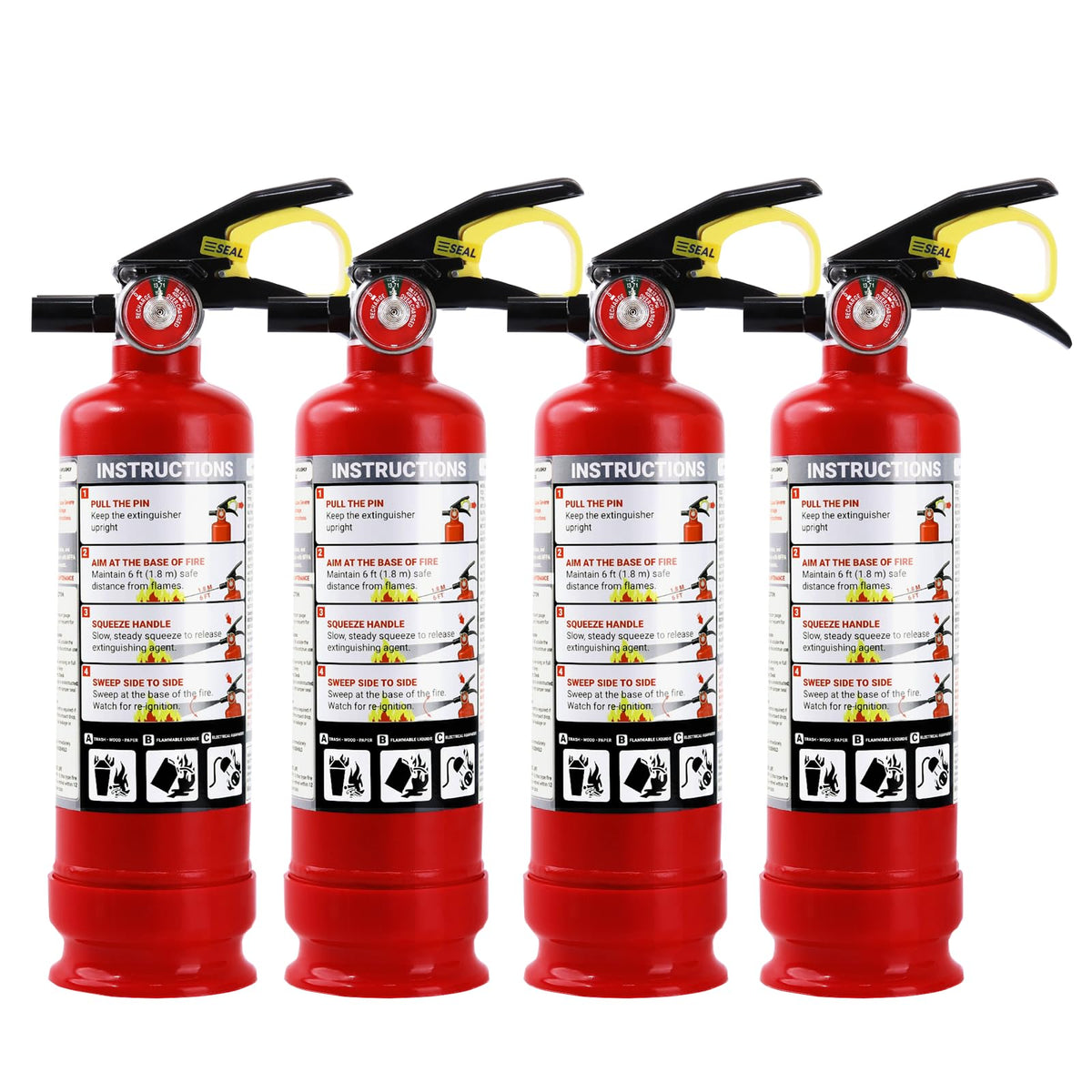 2.5 lb ABC Dry Chemical Fire Extinguishers 4-Pack D7630