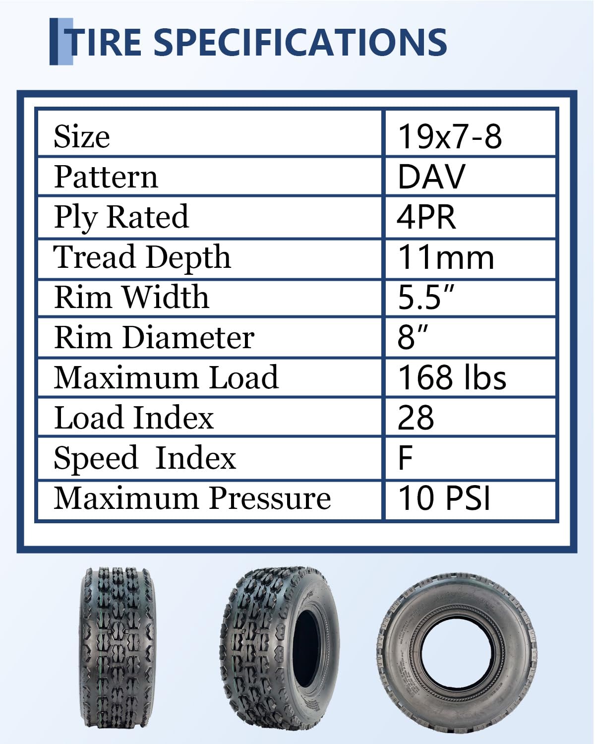 19x7-8 4 Ply Tubeless All-Terrain Tires Set of 2 P99445