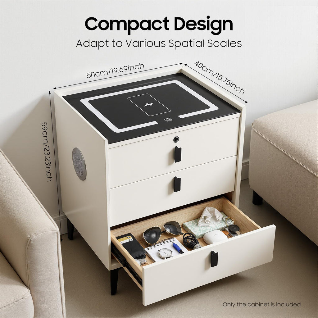 LED Nightstand with Charging Station and Drawers N723