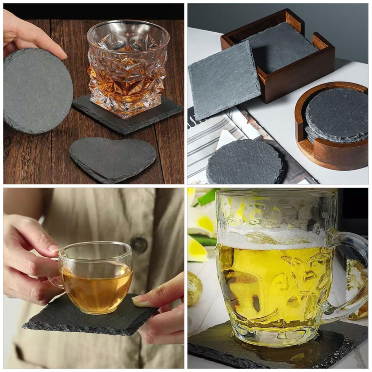 12pcs Natural Stone Coasters with Non Slip Bottom L776159