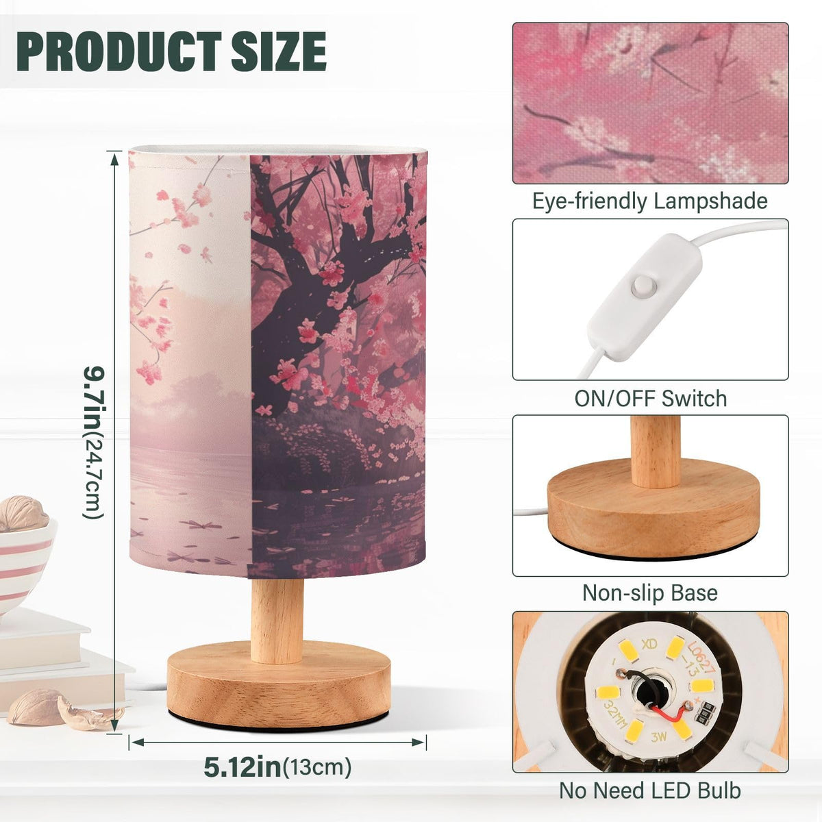 Pink Floral Bedside Table Lamp S931059