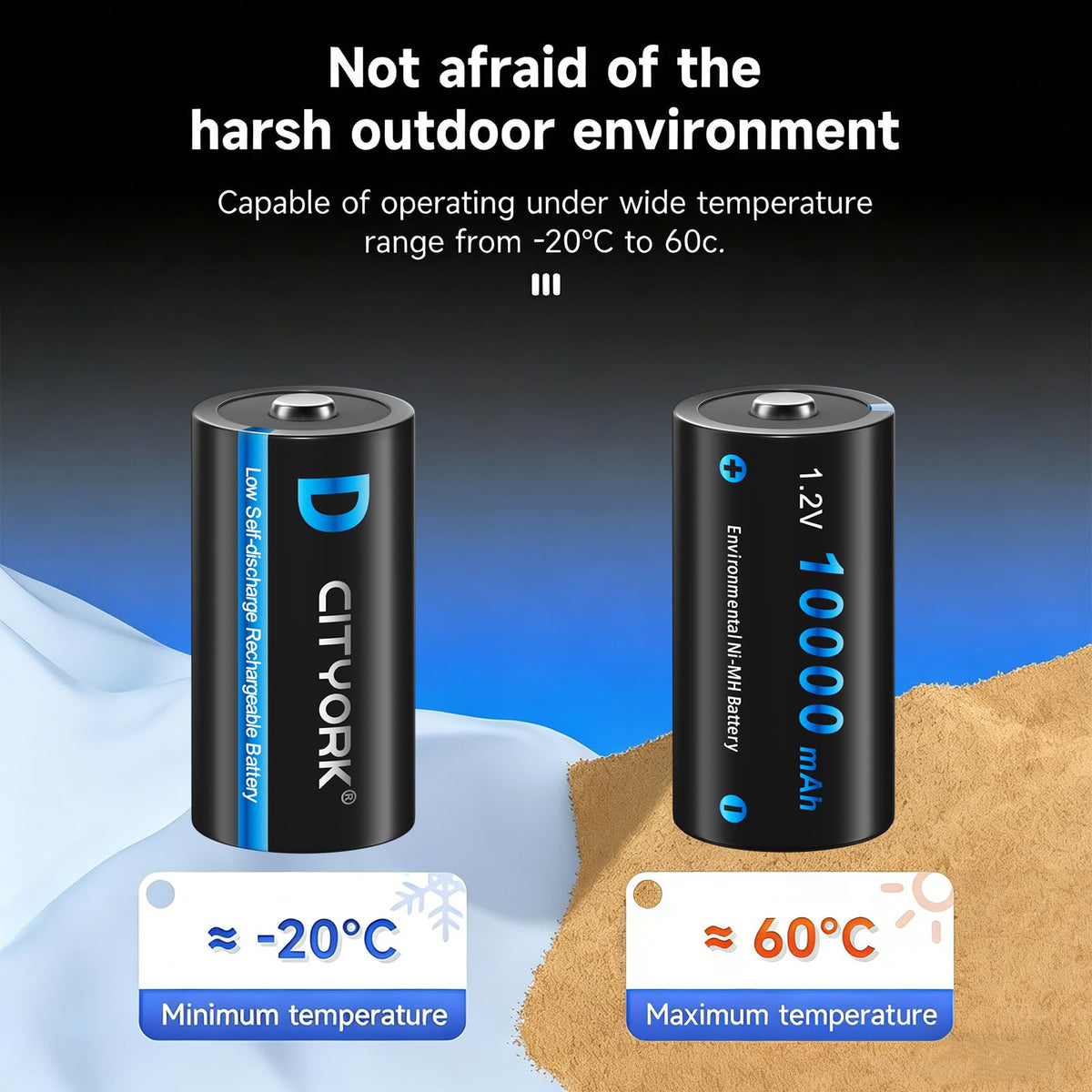 4 Pack Rechargeable D Batteries 10000mAh H785