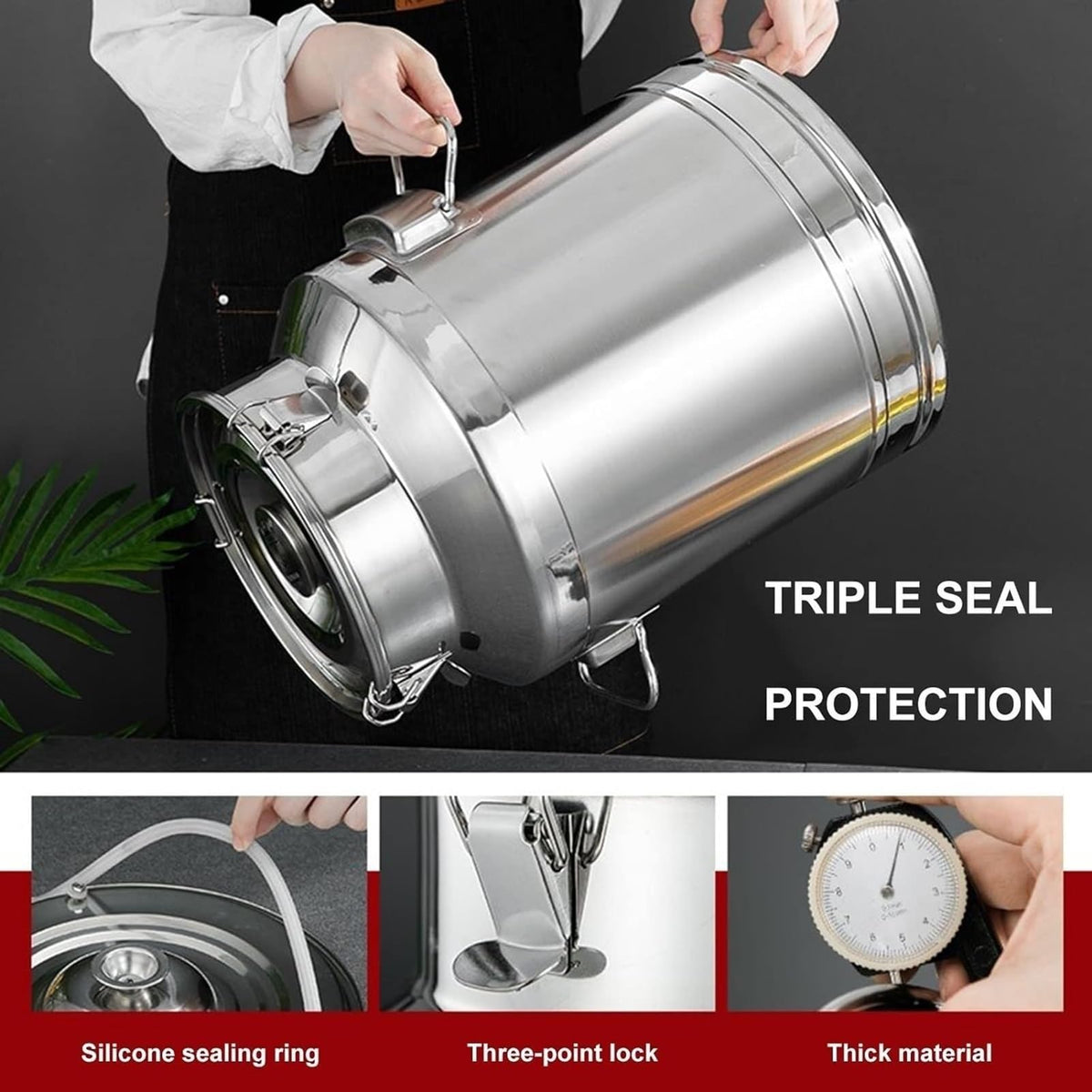 304 Stainless Steel Airtight Food Storage Container with Lid Faucet and Handles C672