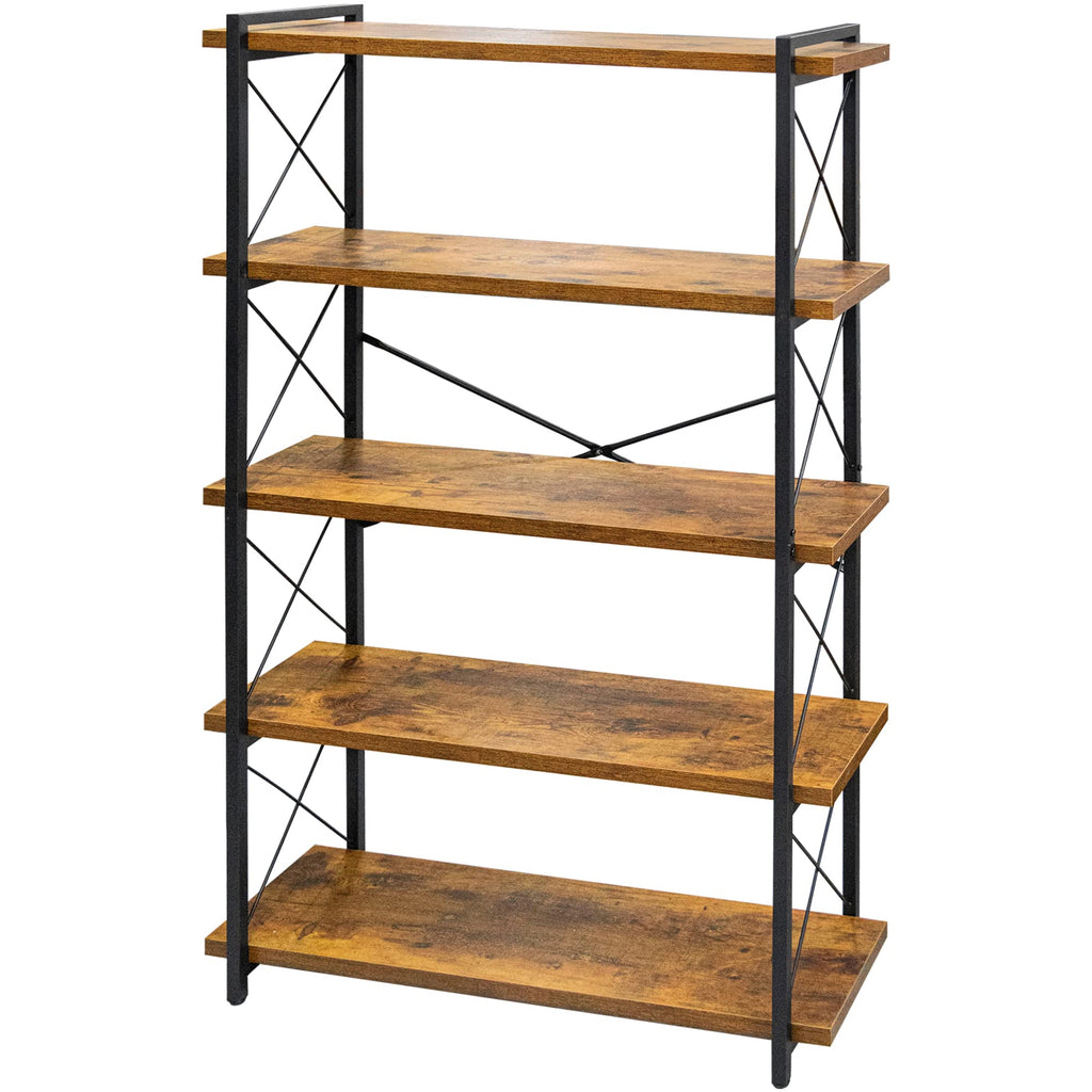 5-Tier Industrial Bookshelf with Metal Frame K229