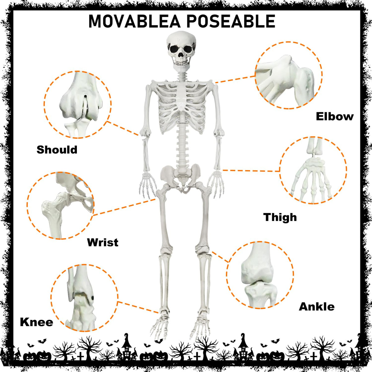 Life Size Posable Skeleton with Dog & Creepy Cloth M68048