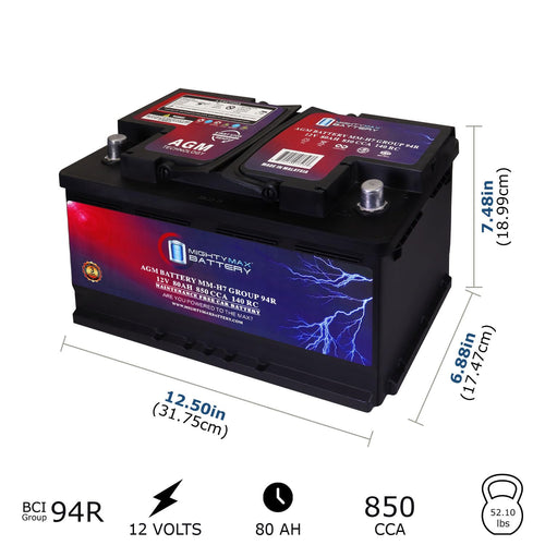 12V 80AH 850 CCA Replacement Battery W898881