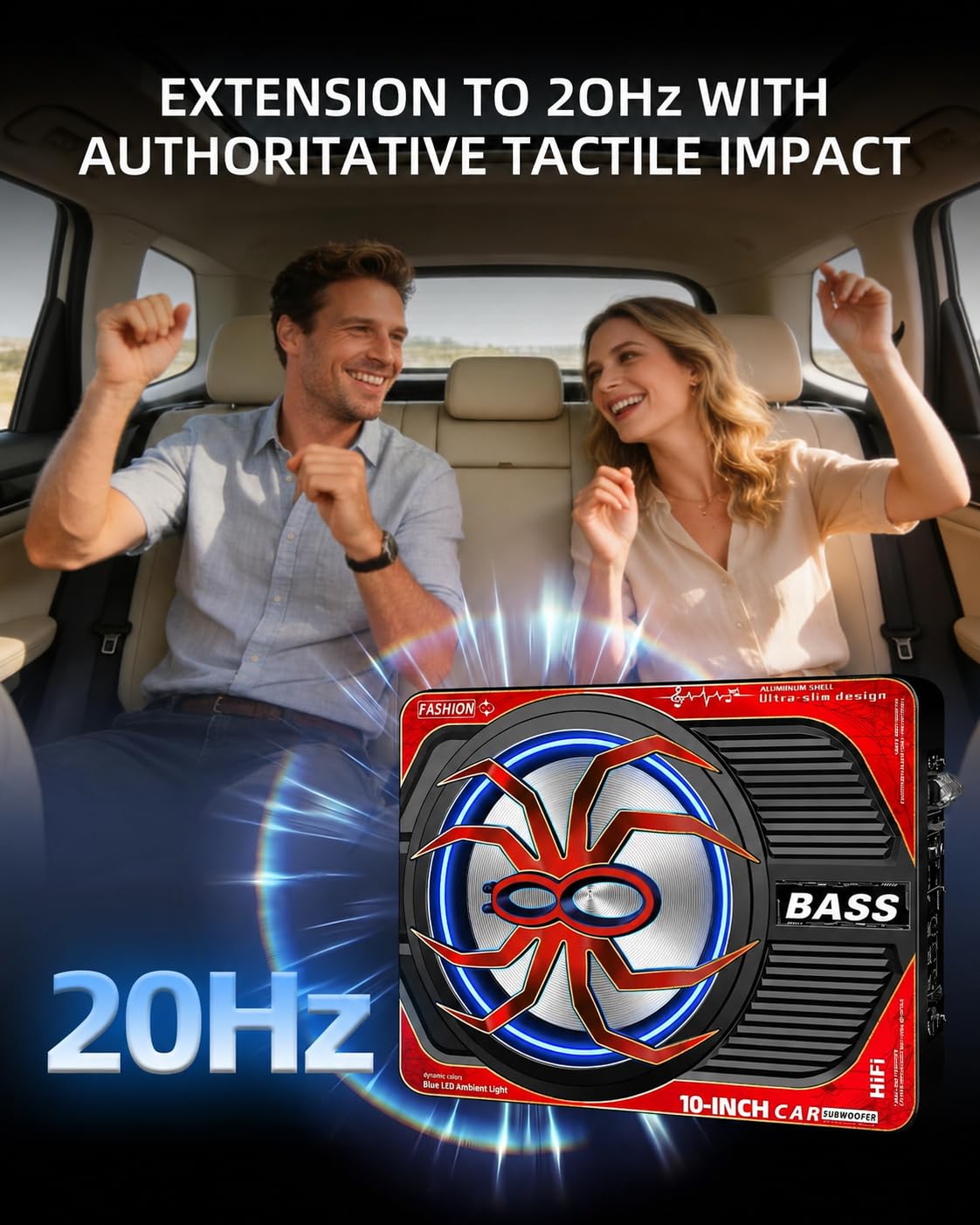 2000W 10 Inch Underseat Car Subwoofer and Amp Package Q1185