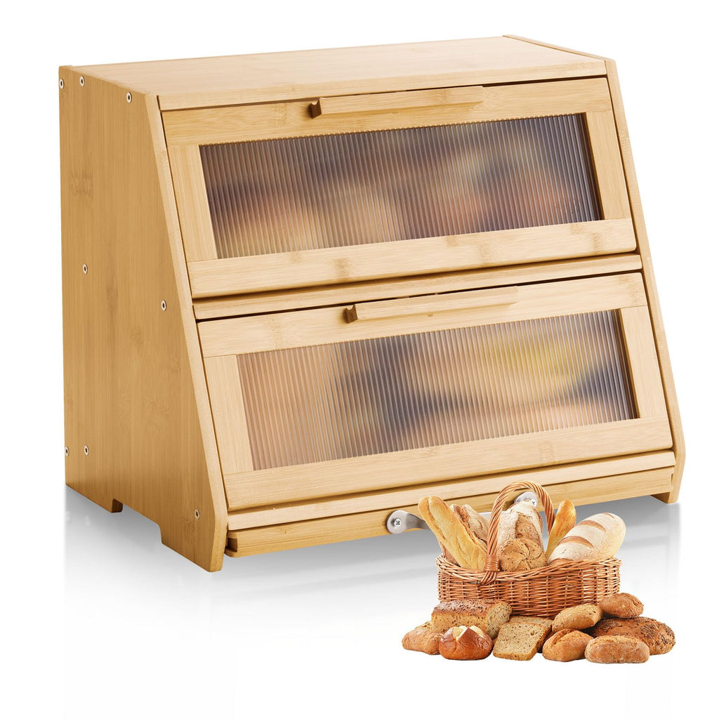 Large Capacity Bamboo Bread Box T379061