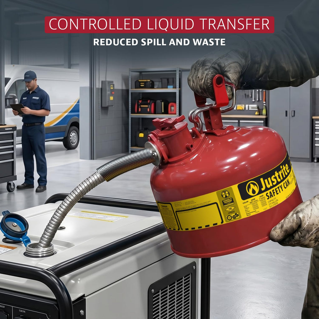 Red Galvanized Steel Gasoline Safety Can H38985