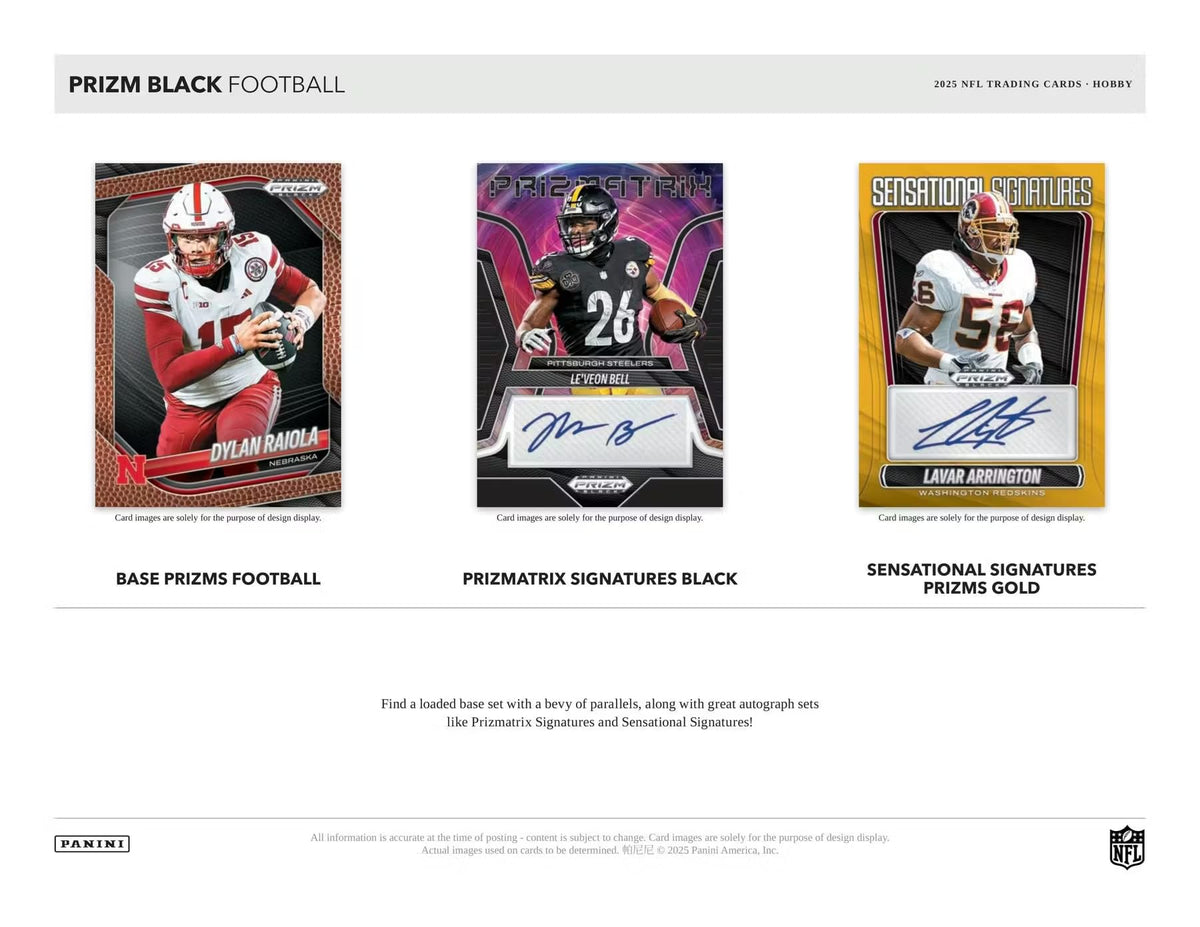 2025 Panini Prizm Black Football Trading Card Box B32342