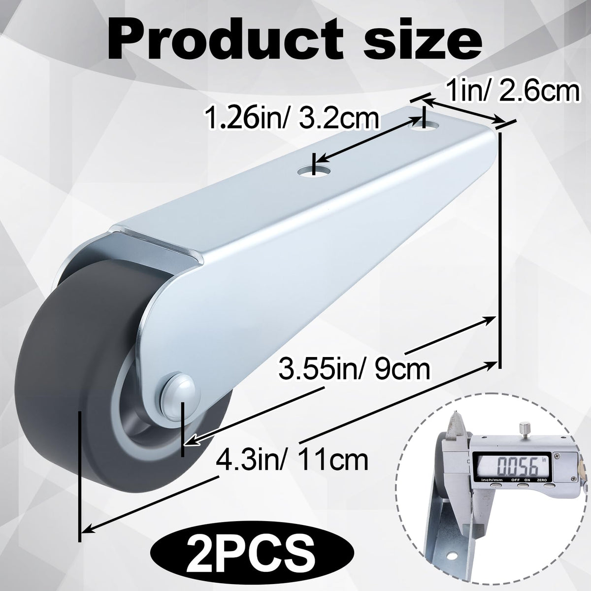 2 Pcs Rubber Swivel Casters X401