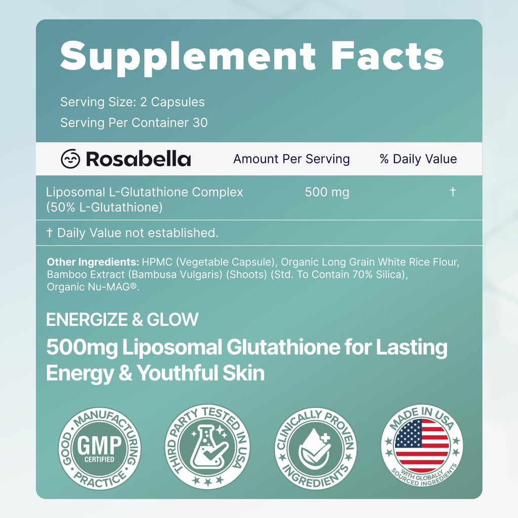 500mg Glutathione Supplement 60 Capsules Y135456