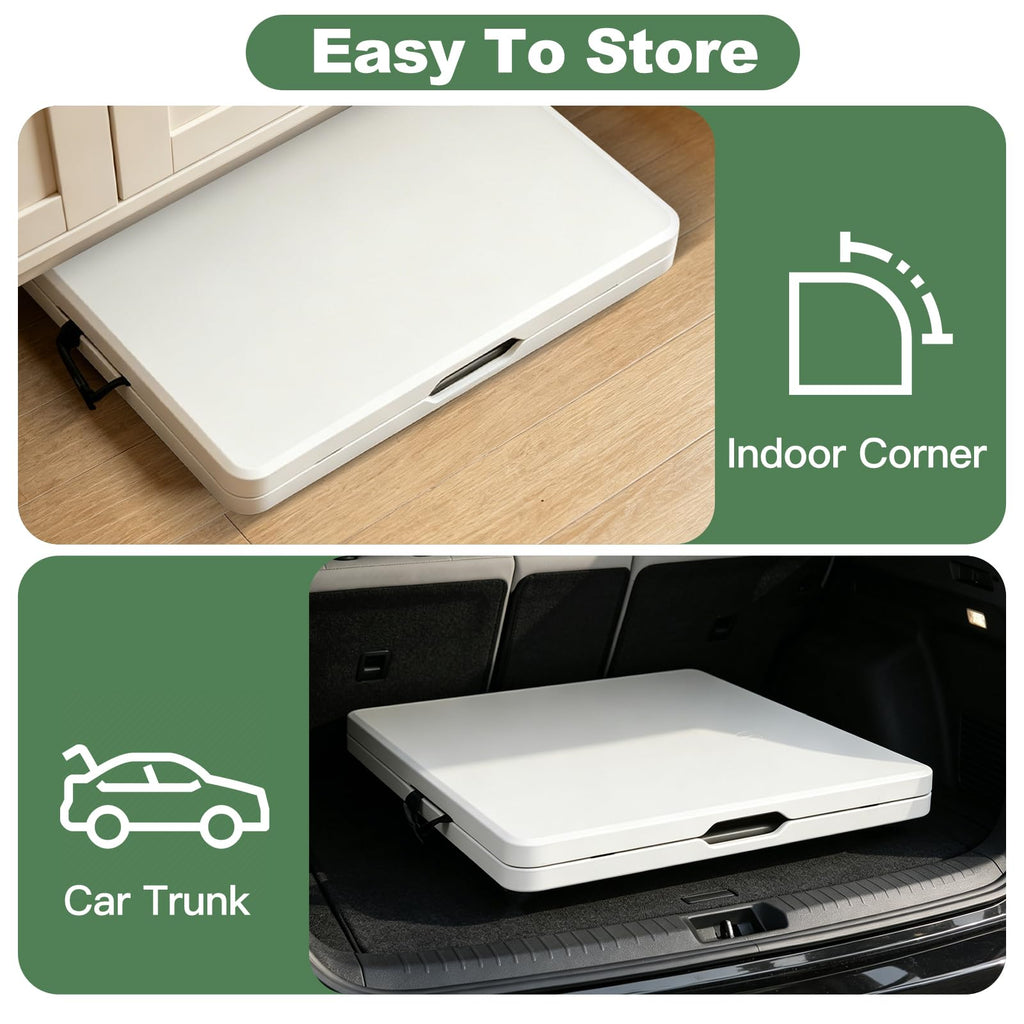 6FT Folding Plastic Utility Table with Carrying Handle, White G8252