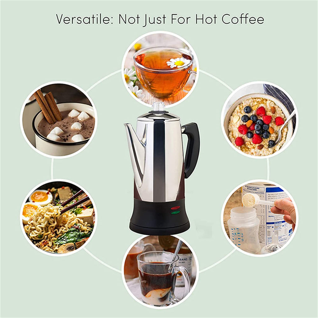 Electric Percolator Coffee Pot Stainless Steel 12 Cup R7871