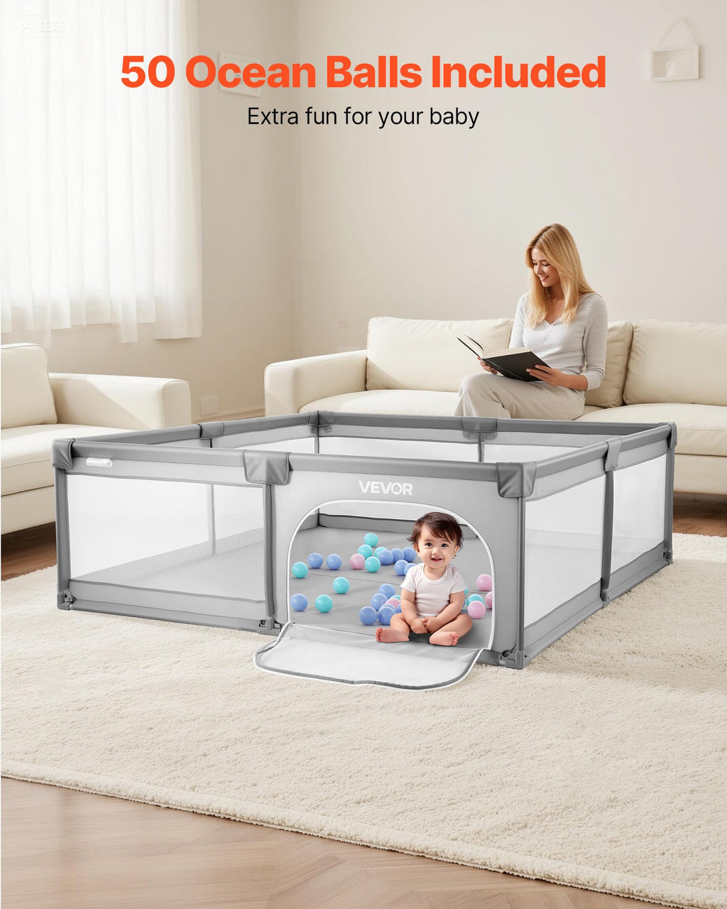 78.7″ x 58.7″ Baby Playpen with 50 Ocean Balls Z786432