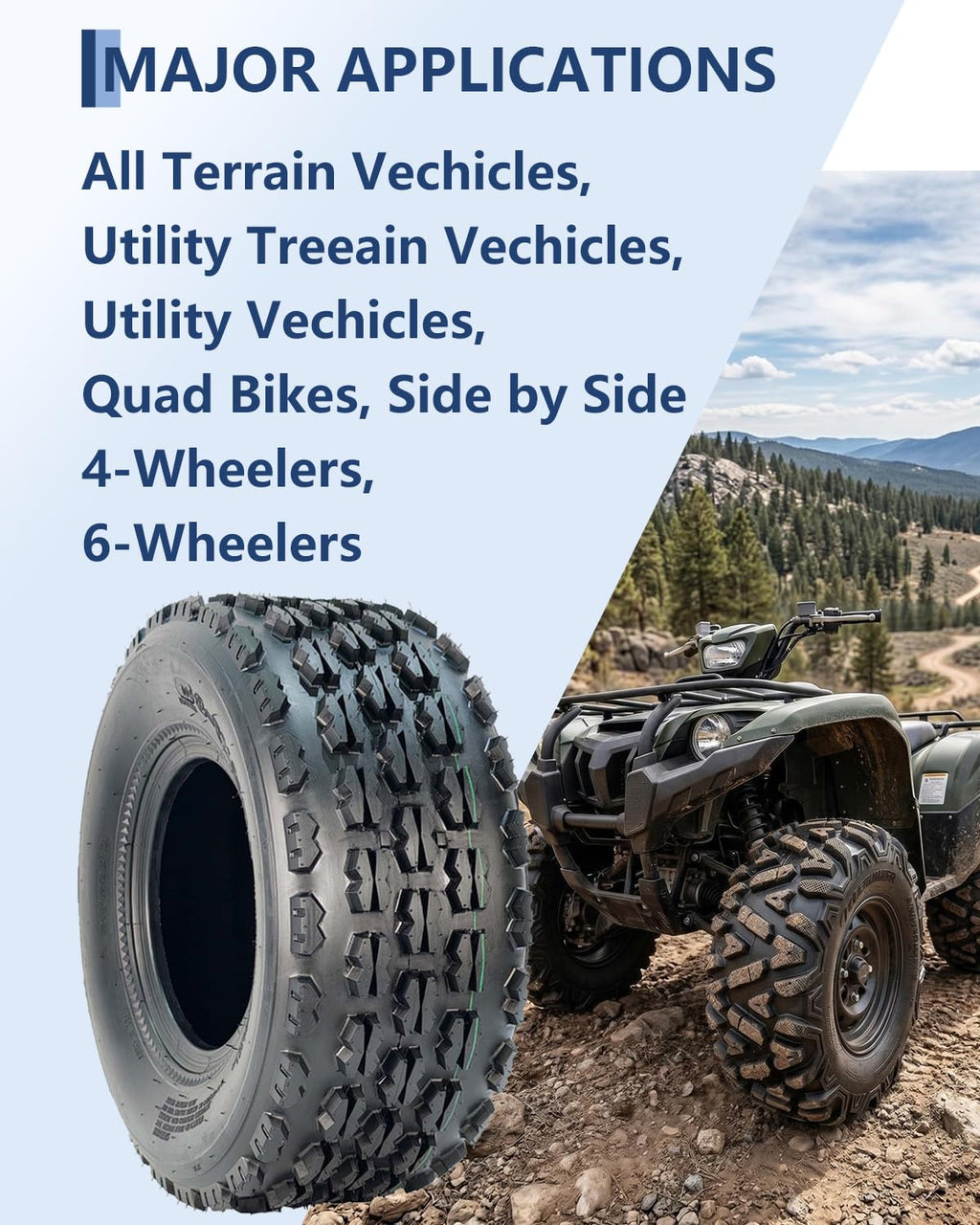 19x7-8 4 Ply Tubeless All-Terrain Tires Set of 2 P99445