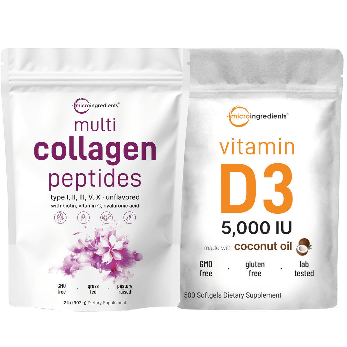 Multi Collagen Protein Powder & Vitamin D3 Bundle Pack U987