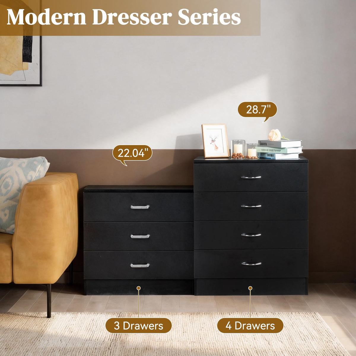 Black 4 Drawer Nightstand E363