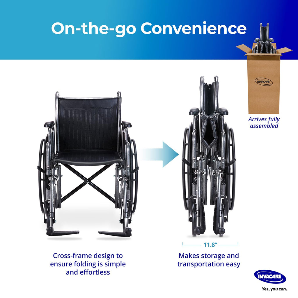 Portable Folding Lightweight Manual Wheelchair 18 Inch Seat Q72817