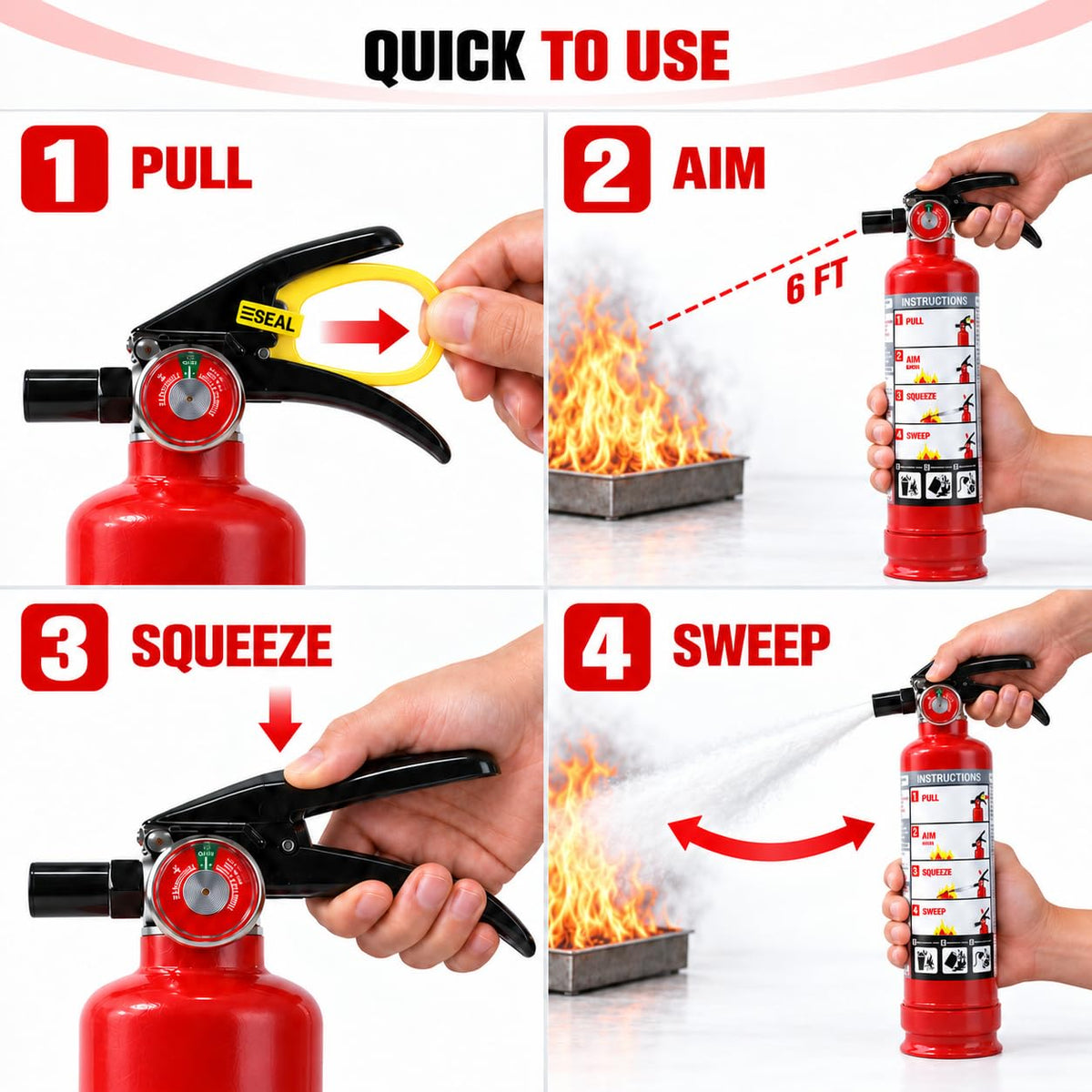 2.5 lb ABC Dry Chemical Fire Extinguishers 4-Pack D7630