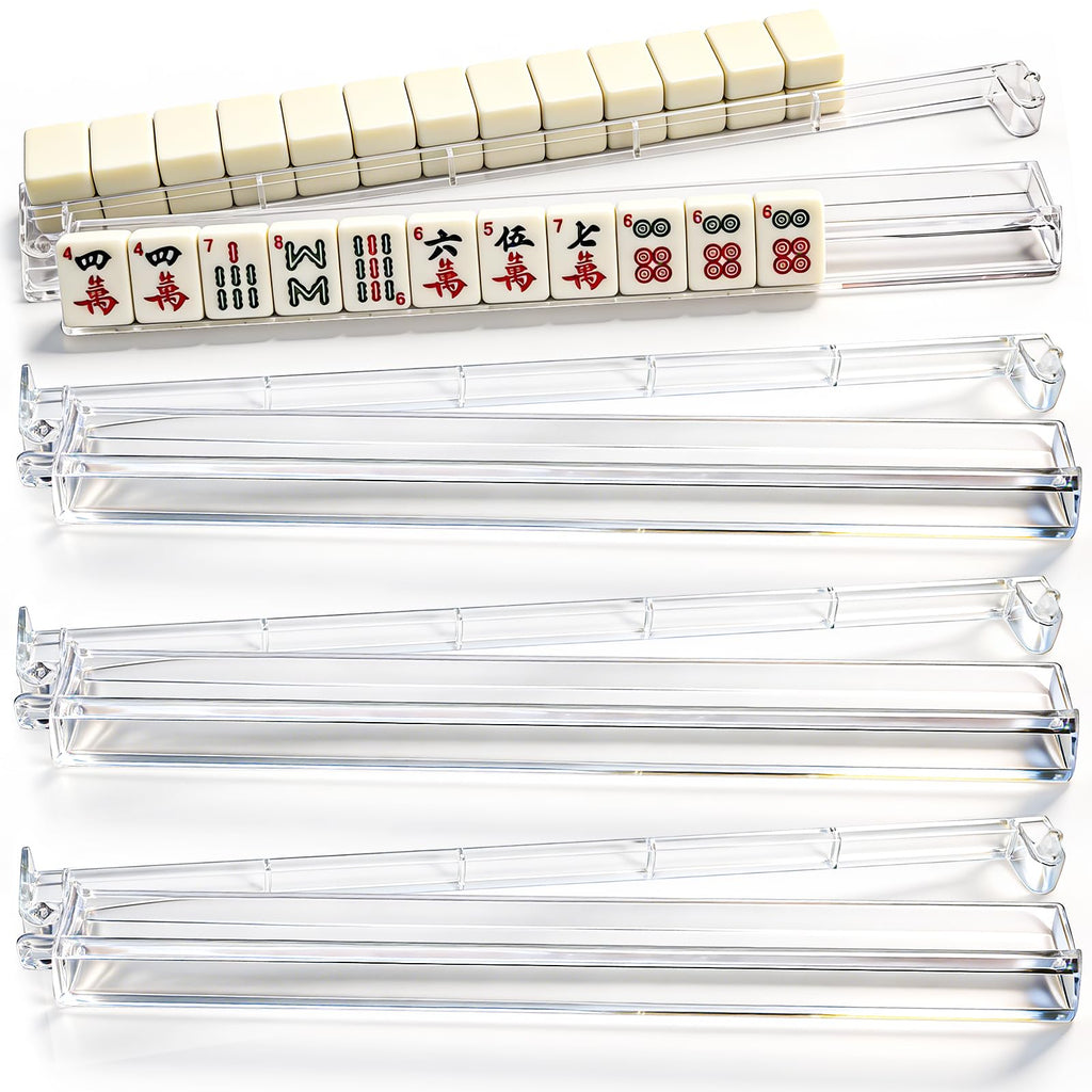 Set of 4 Clear Mahjong Racks with Pushers O9037