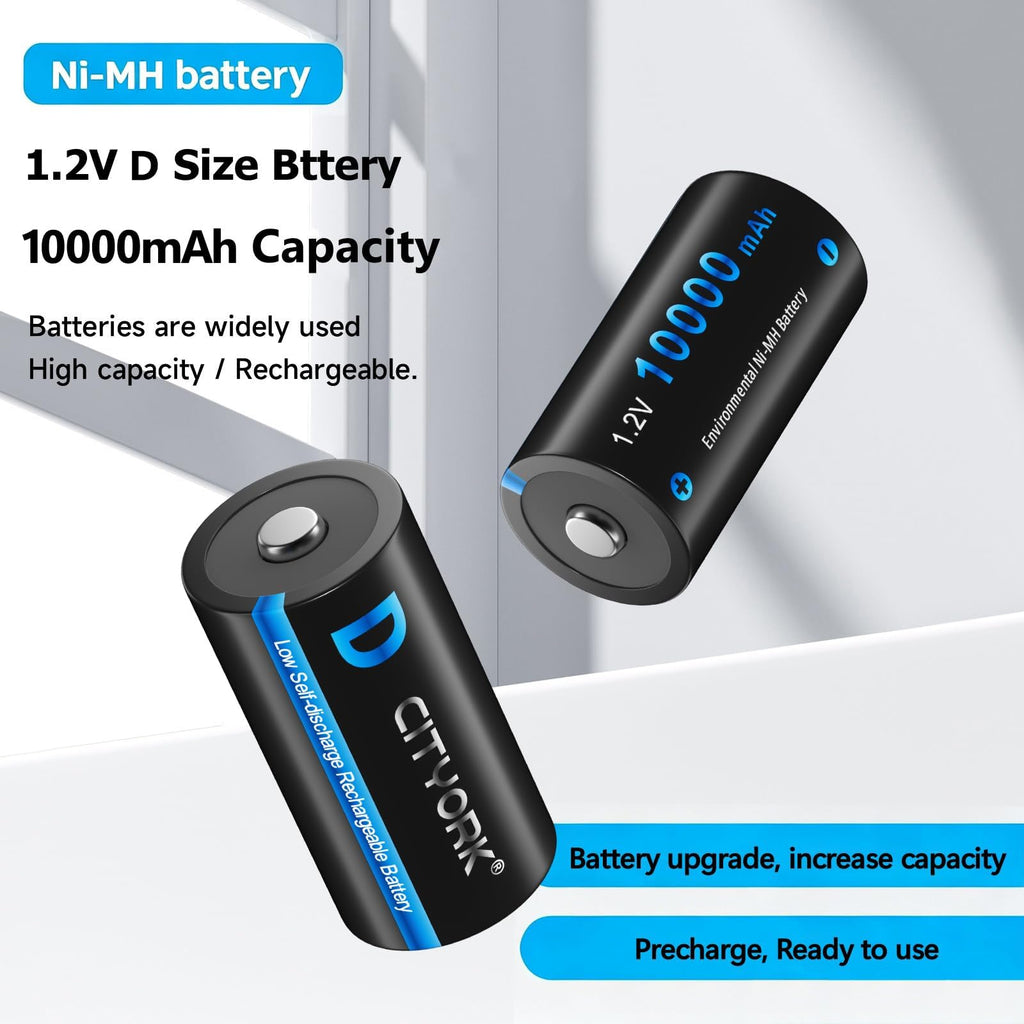 4 Pack Rechargeable D Batteries 10000mAh H785