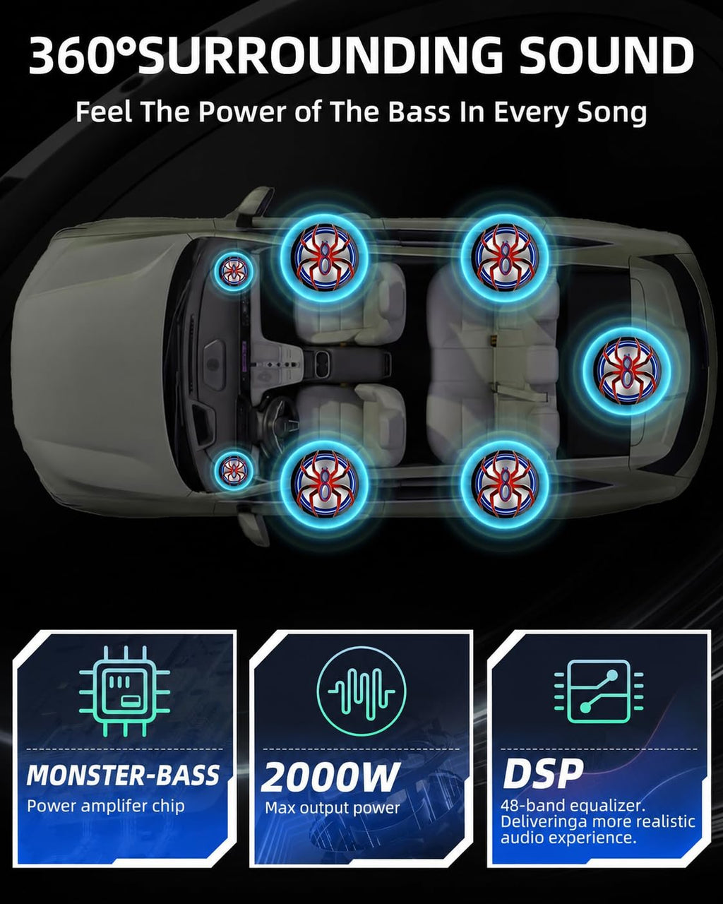 2000W 10 Inch Underseat Car Subwoofer and Amp Package Q1185