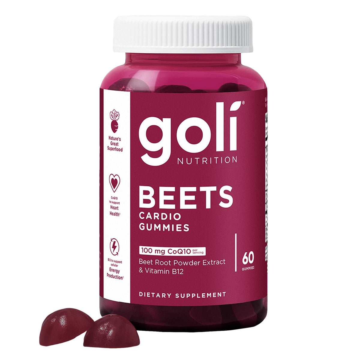 Beets Cardio Gummy 60 Count CoQ10 Beet Root Extract Vegan Gluten-Free Y657