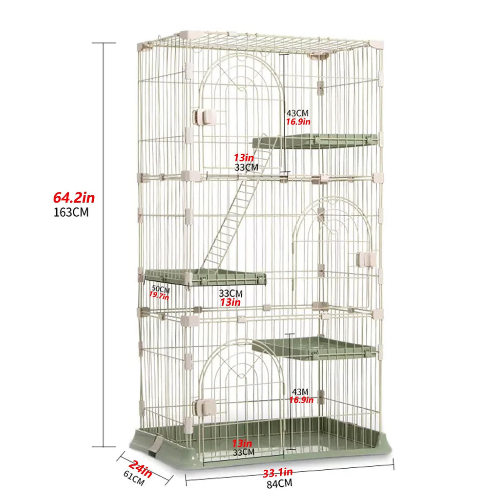 3/4-Tier Wire Cat Cage Playpen Kennel with Hammock I828