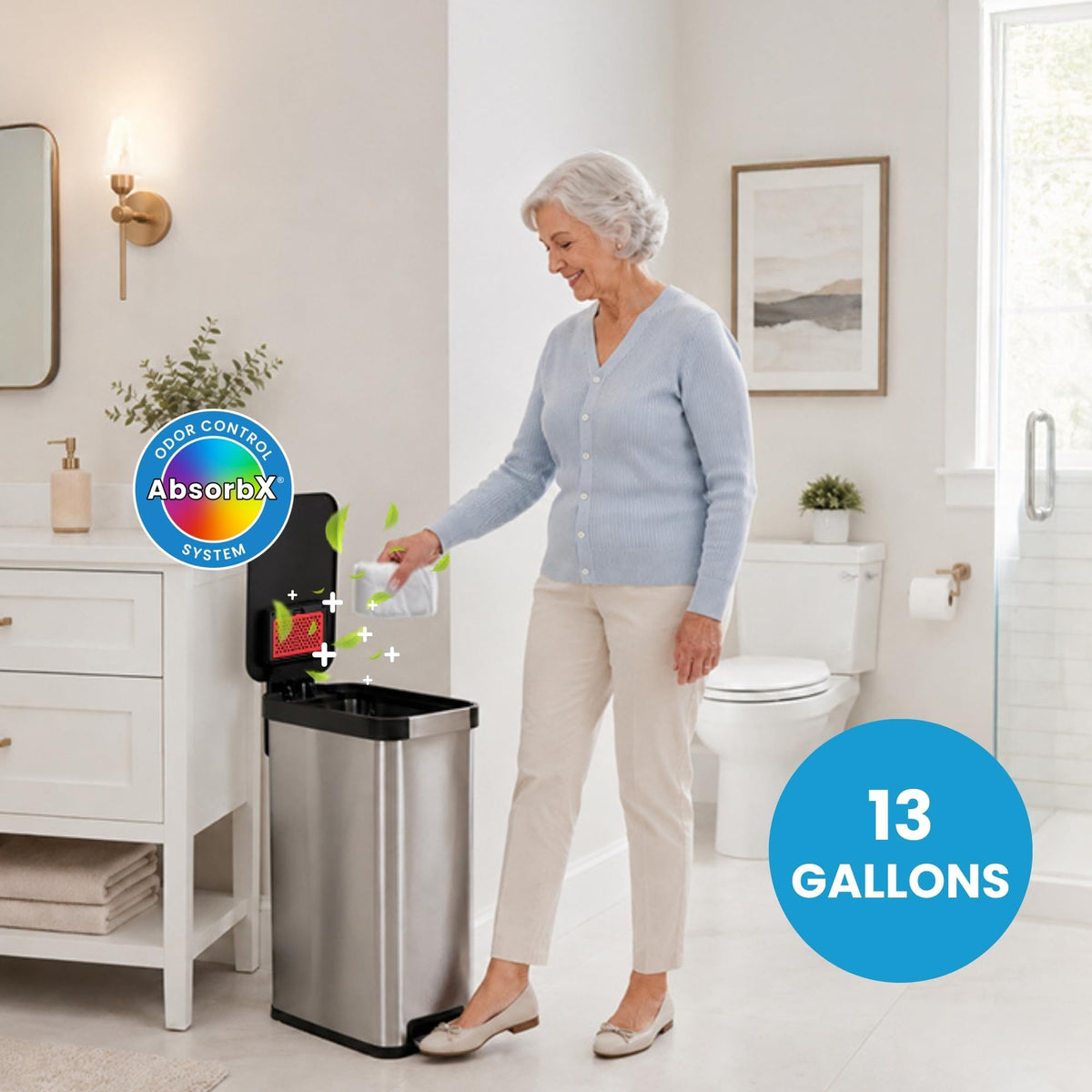 13 Gallon Stainless Steel Diaper Pail Y9215