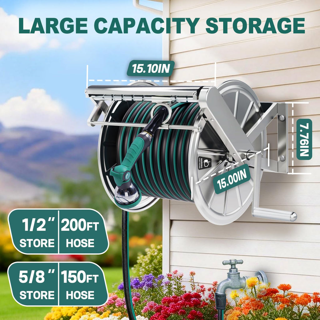 Stainless Steel Wall Mount Garden Hose Reel K29076