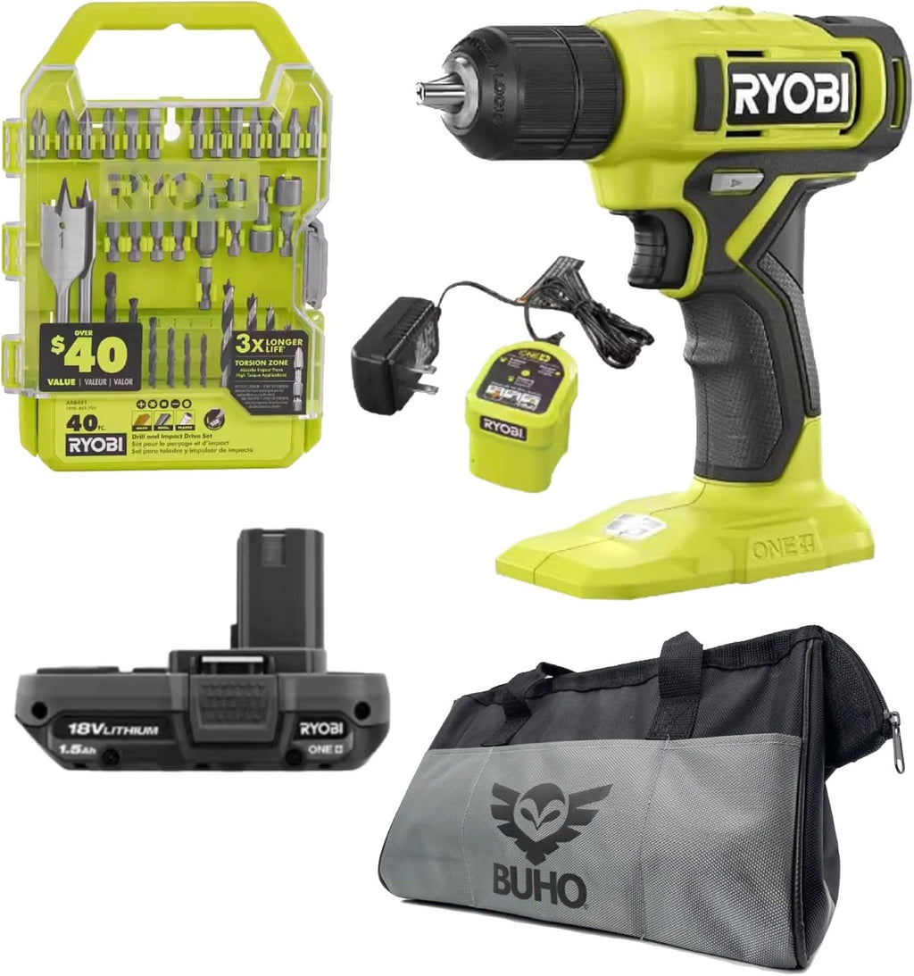 18V Drill Set with Battery, Charger, Bits & Bag C406