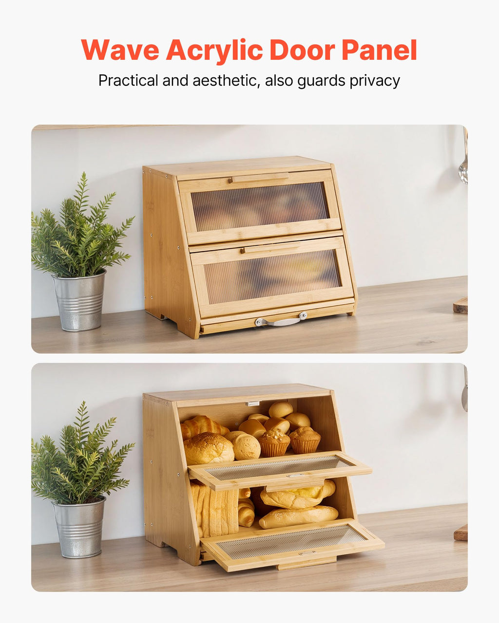 Large Capacity Bamboo Bread Box T379061