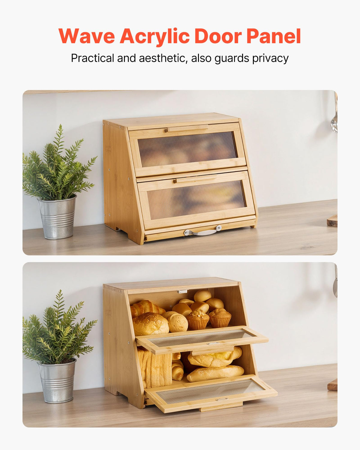 Large Capacity Bamboo Bread Box T379061