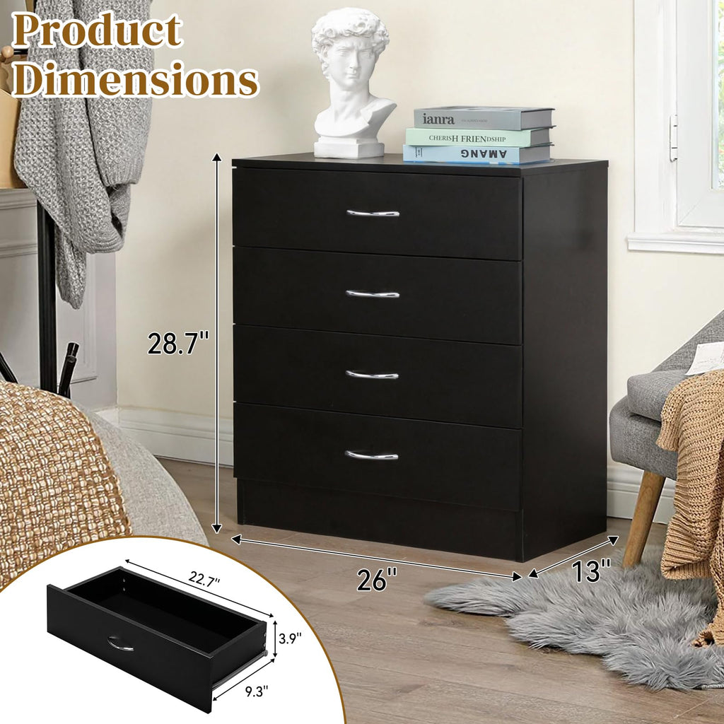 Black 4 Drawer Nightstand E363