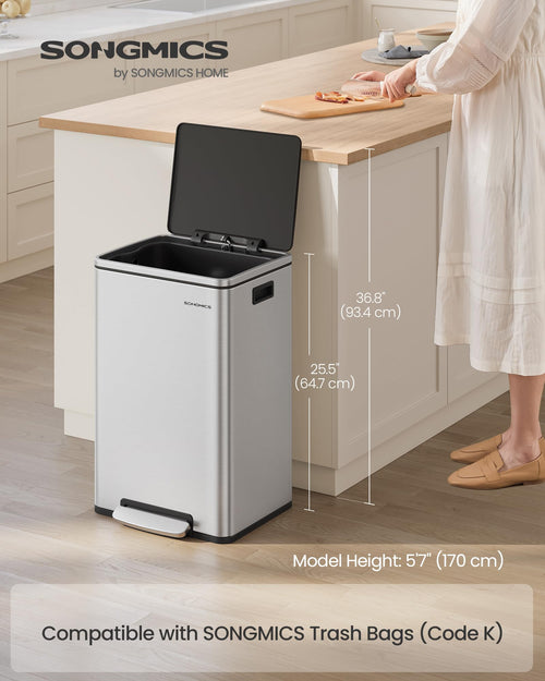 13 Gallon Stainless Steel Trash Can L352