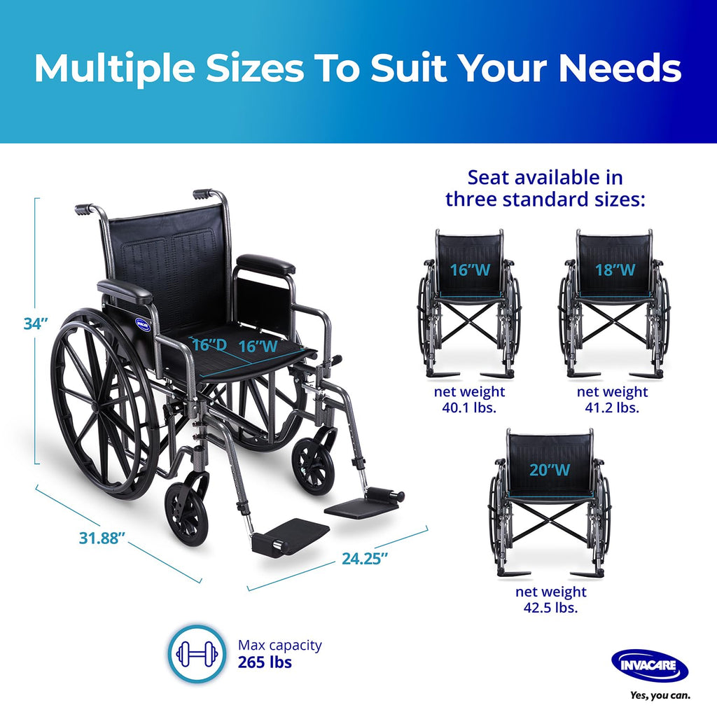 Portable Folding Lightweight Manual Wheelchair 18 Inch Seat Q72817
