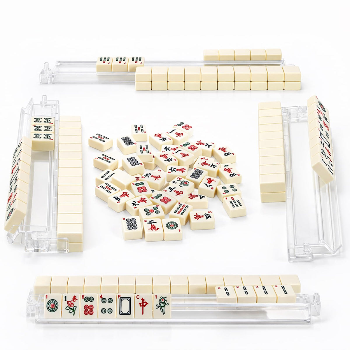 Set of 4 Clear Mahjong Racks with Pushers O9037
