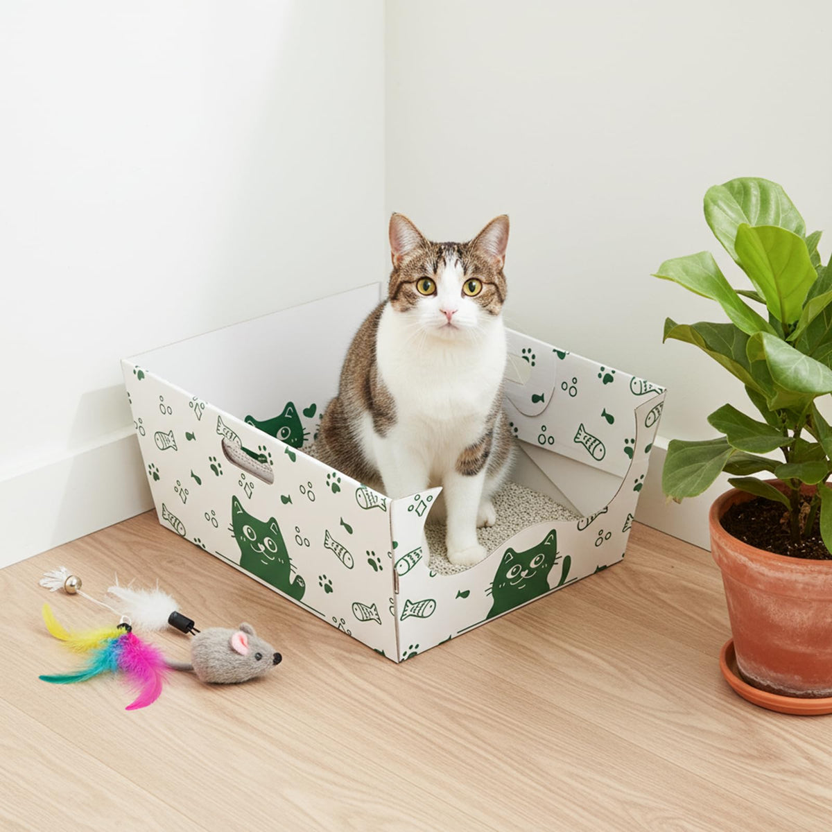 8 Pack Disposable Cat Litter Box with Scoop Z1715