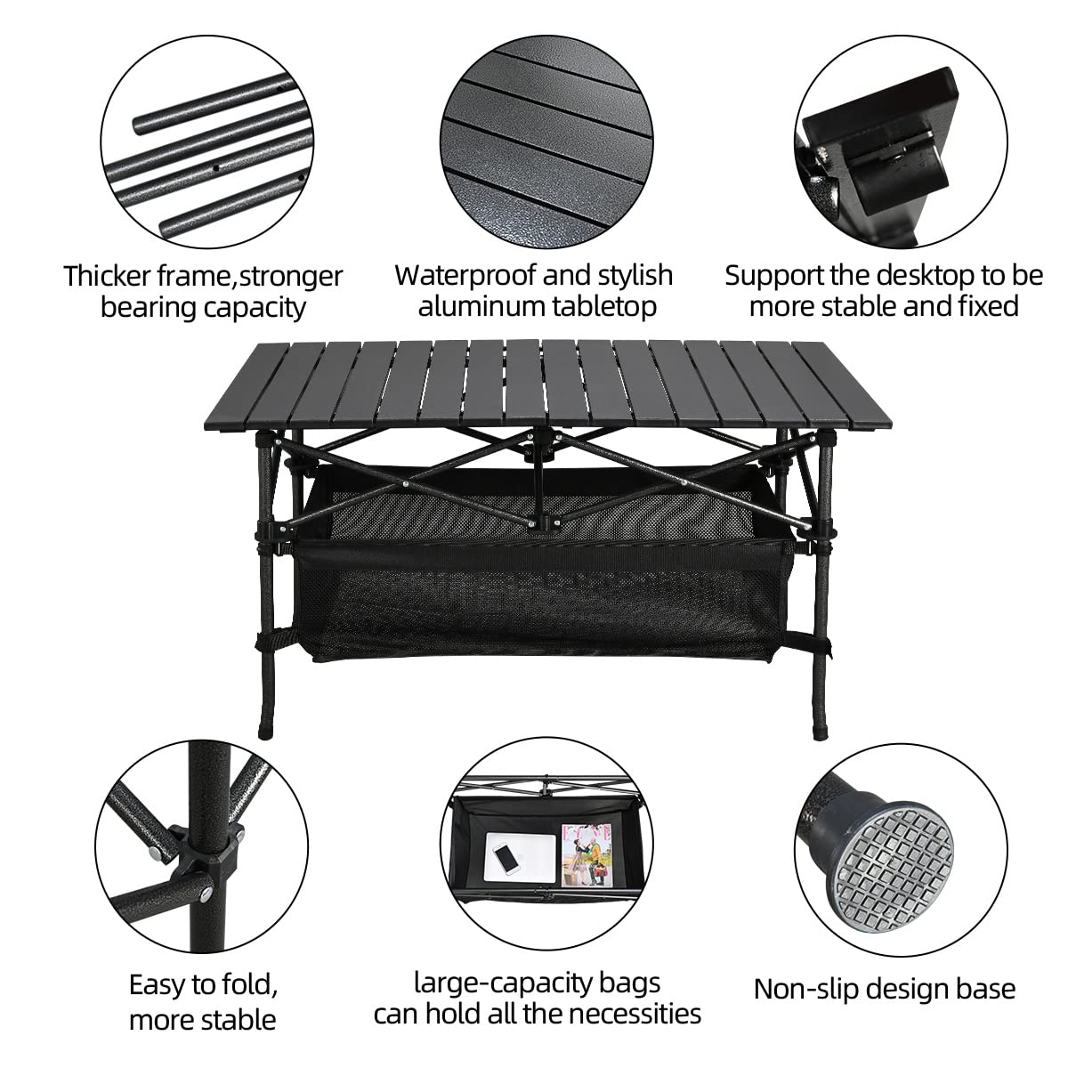Lightweight Aluminum Folding Camping Table with Carrying Bag M278