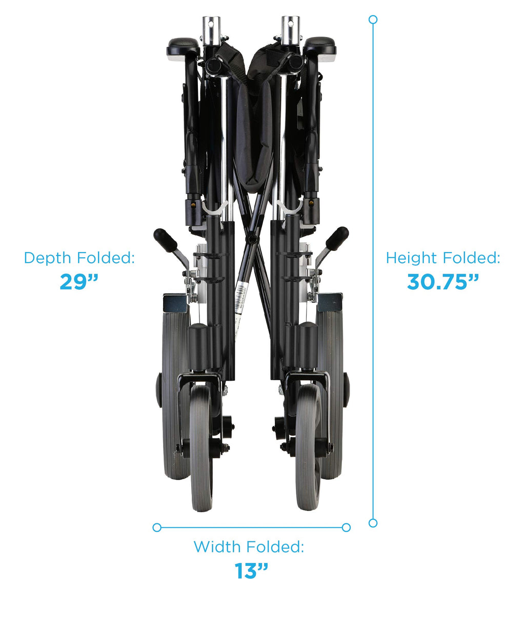 Lightweight Transport Chair with Locking Hand Brakes, Black P677328